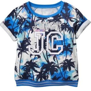 Juicy Couture Short Sleeve Sweatshirt Blue L 14 White Island Nautical Top